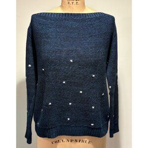 Cute off the shoulder navy sweater from Rachel Comey